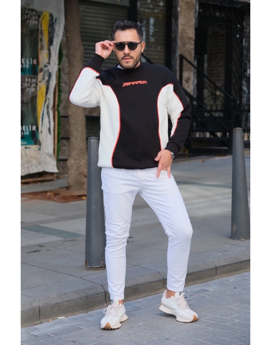 Siyah Super Fast Parçalı Sweatshirt