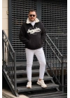 Siyah Fermuarlı Peluş Sweatshirt