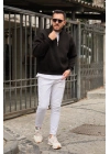 Siyah Fermuarlı Sweatshirt