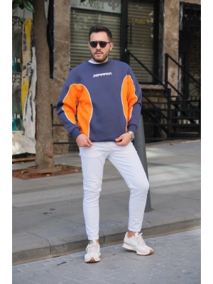 Lacivert Super Fast Parçalı Sweatshirt