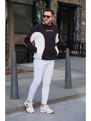 Siyah Super Fast Parçalı Sweatshirt