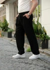 Baggy Kumaş Siyah Pantolon