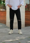 Yırtık Siyah Boyfriend Pantolon