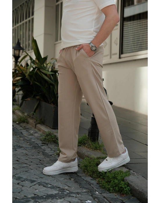 Baggy Kumaş Bej Pantolon