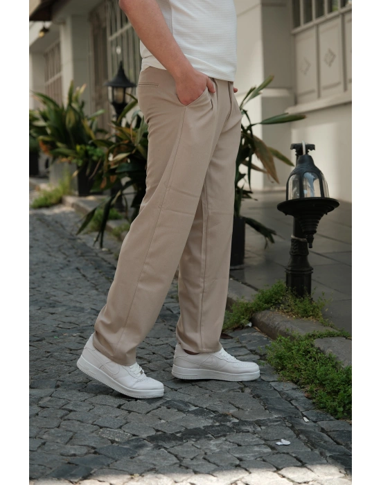 Baggy Kumaş Bej Pantolon