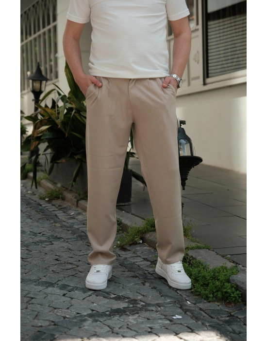 Baggy Kumaş Bej Pantolon