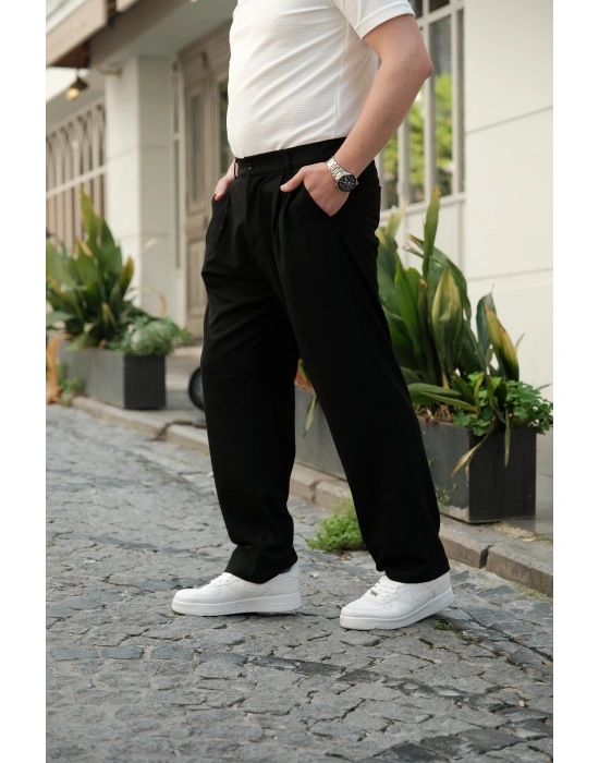 Baggy Kumaş Siyah Pantolon