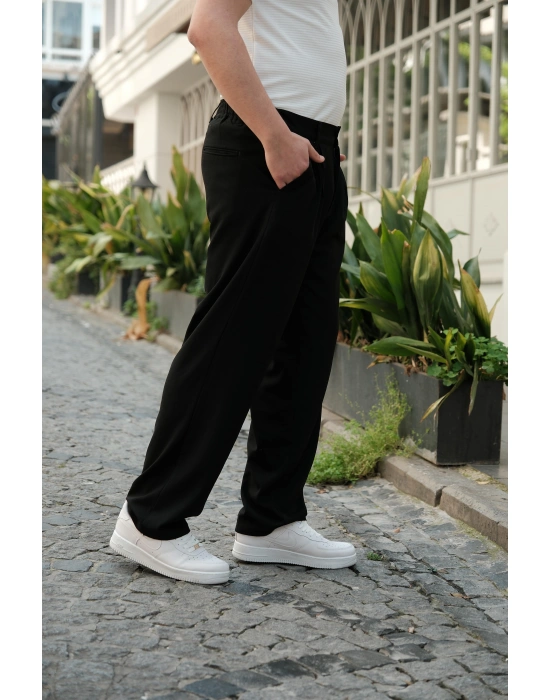Baggy Kumaş Siyah Pantolon