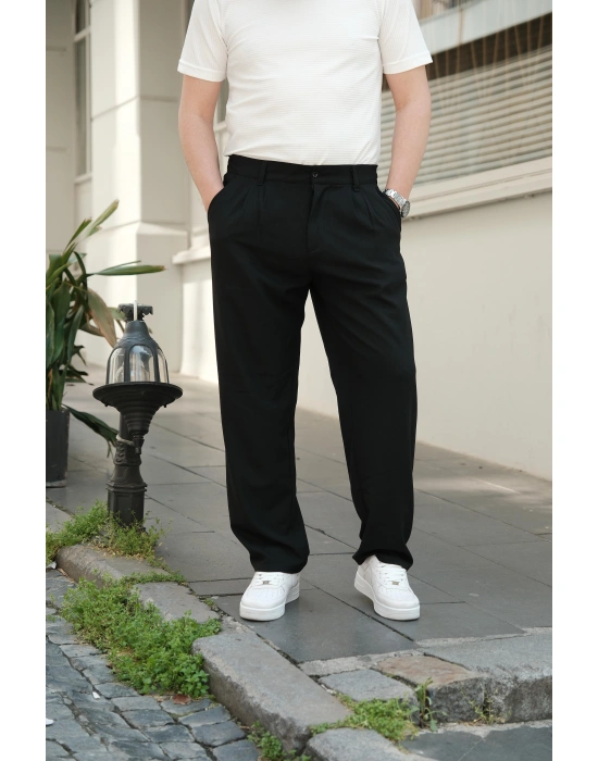 Baggy Kumaş Siyah Pantolon