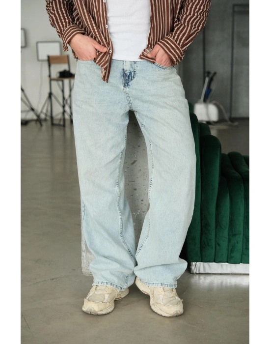 Buz Mavi Baggy Pantolon