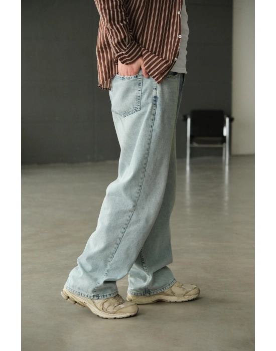 Buz Mavi Baggy Pantolon