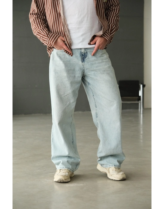 Buz Mavi Baggy Pantolon