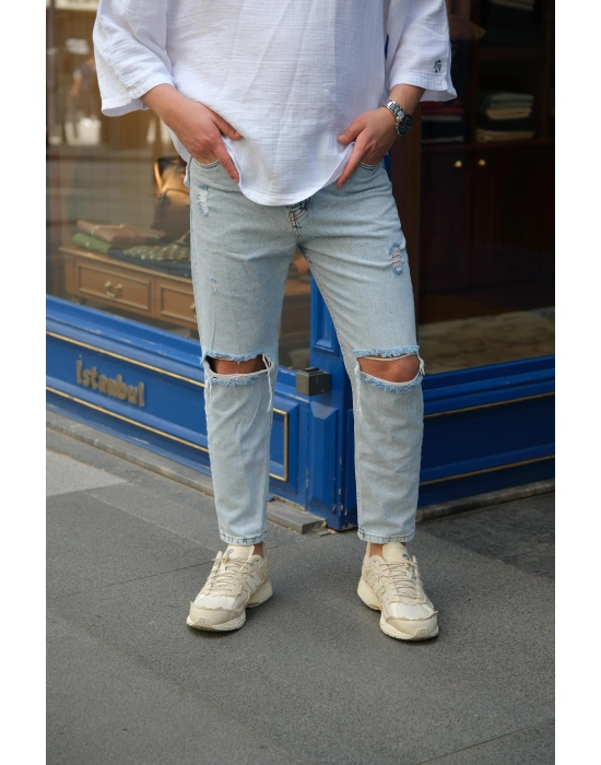 Buz Mavisi Boyfriend Pantolon