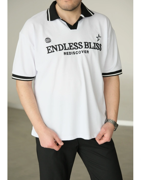 Endlees Beyaz Polo Yaka T-Shirt