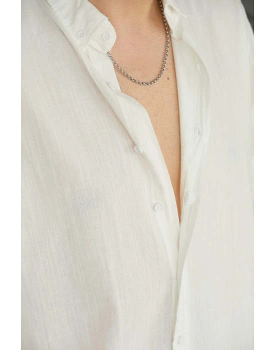 Fresh Beyaz Keten Gömlek