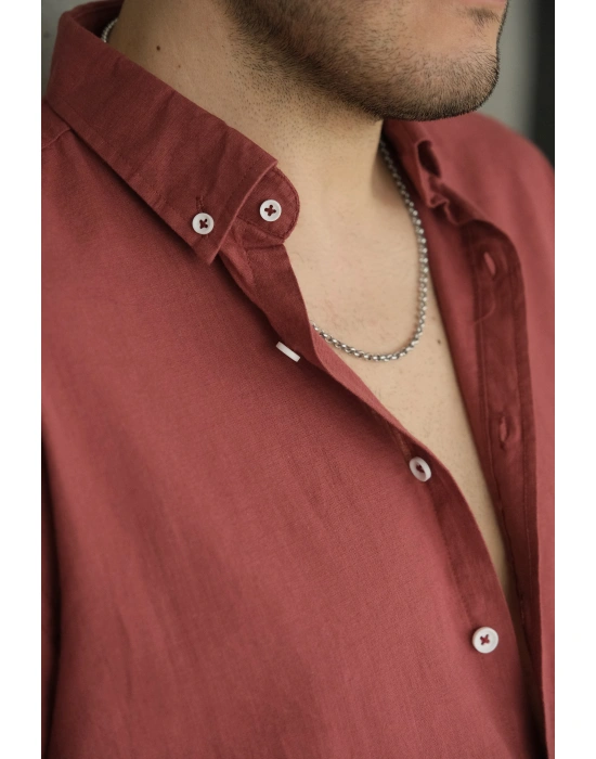 Fresh Bordo Keten Gömlek