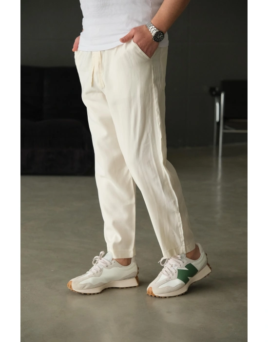 Bej İtal Kumaş Bol Jogger Pantolon