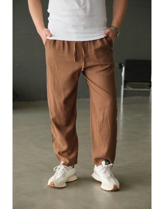 Kahve İtal Kumaş Bol Jogger Pantolon