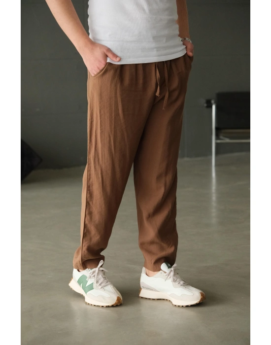 Kahve İtal Kumaş Bol Jogger Pantolon