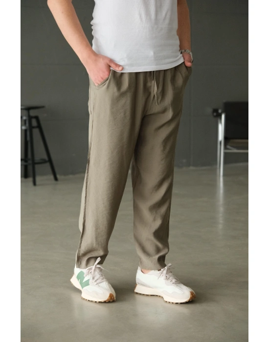 Haki İtal Kumaş Bol Jogger Pantolon