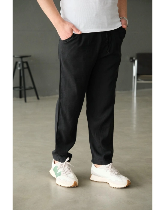 Siyah İtal Kumaş Bol Jogger Pantolon