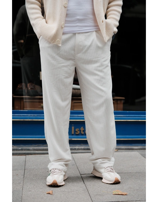 Kadife Beyaz Pantolon