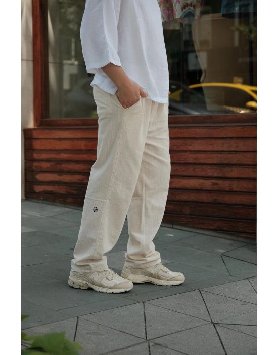 Keten GG Bej Pantolon