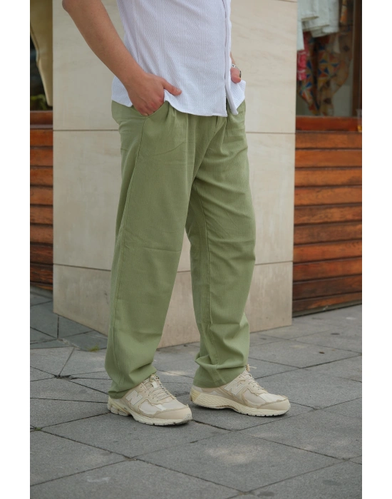 Keten Yeşil Pantolon