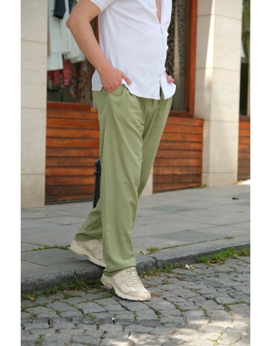 Keten Yeşil Pantolon