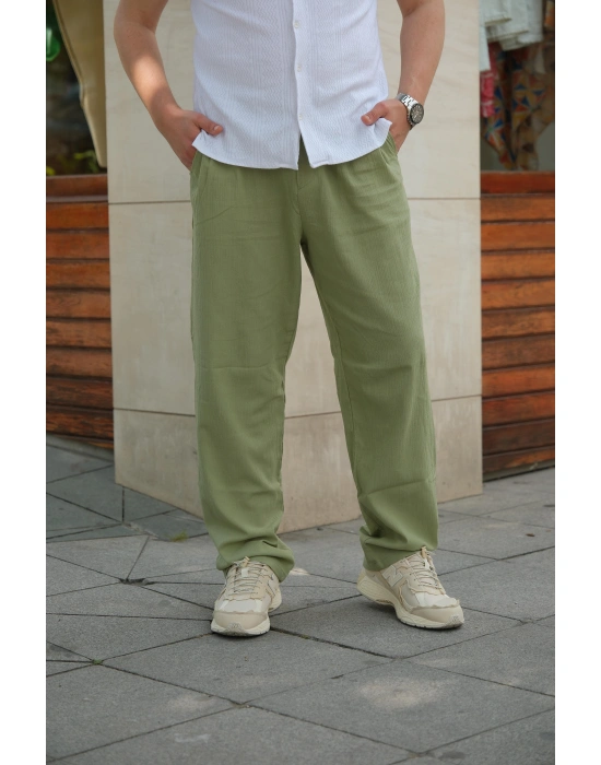 Keten Yeşil Pantolon