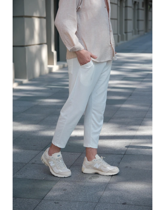 Örme Beyaz Pantolon