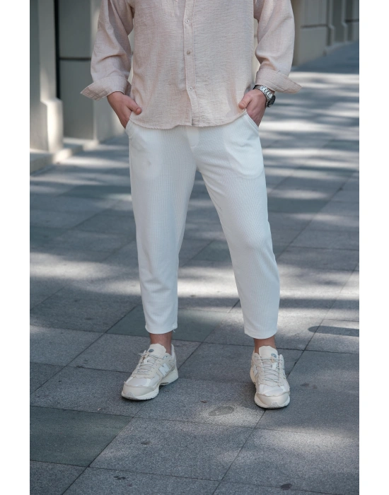 Örme Beyaz Pantolon