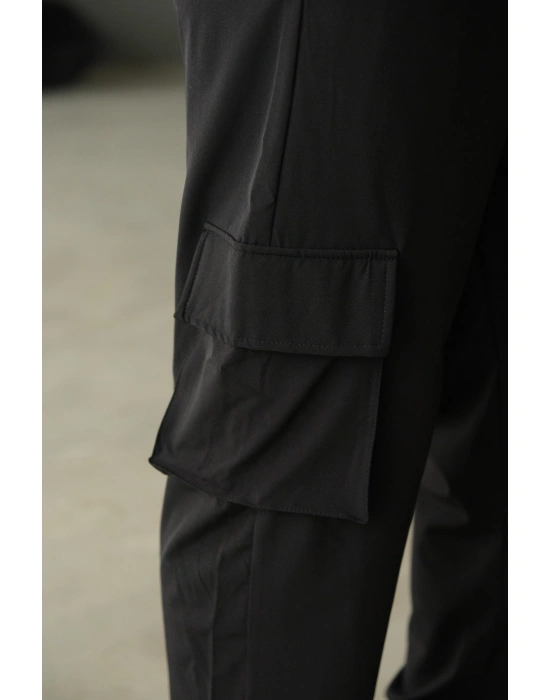 Siyah Paraşüt Kumaş Kargo Pantolon