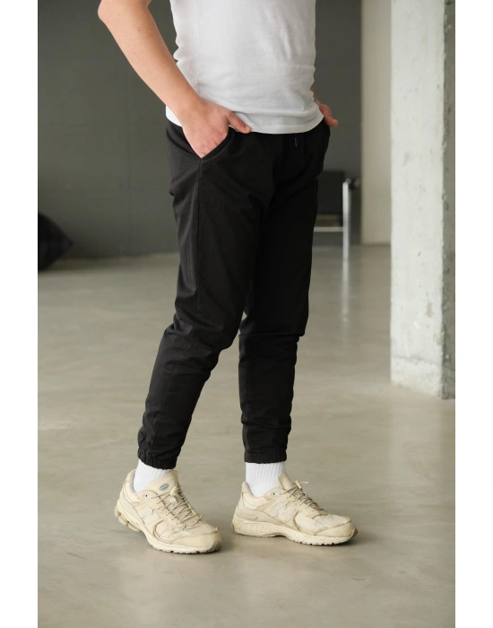 Siyah Paça Lastikli Pantolon