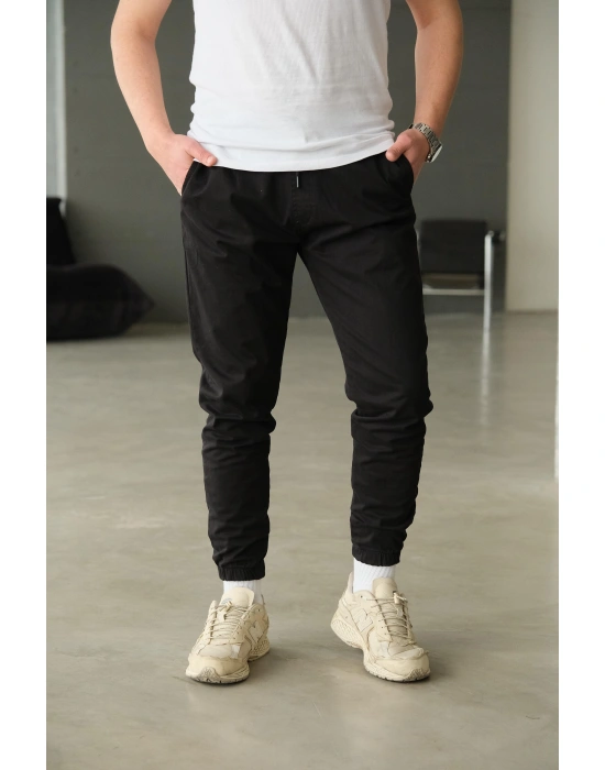 Siyah Paça Lastikli Pantolon