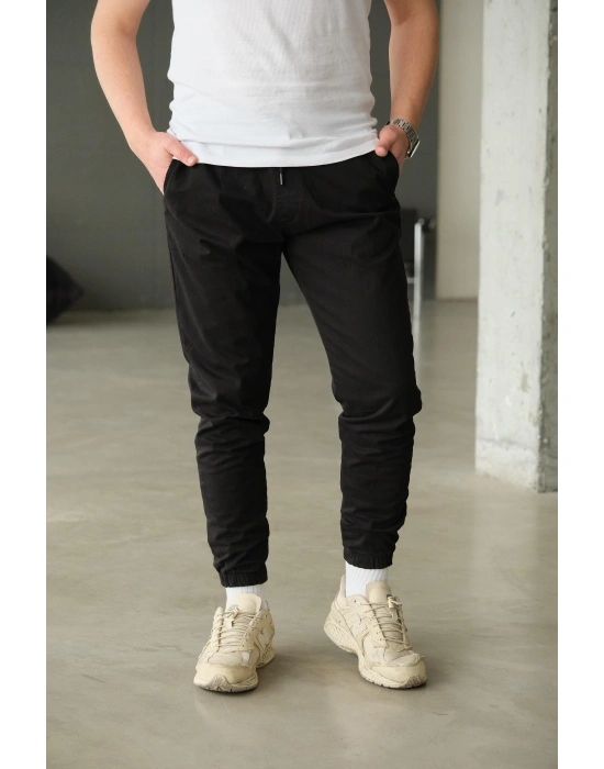 Siyah Paça Lastikli Pantolon