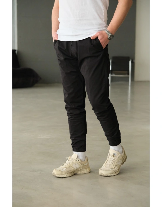 Siyah Paça Lastikli Pantolon