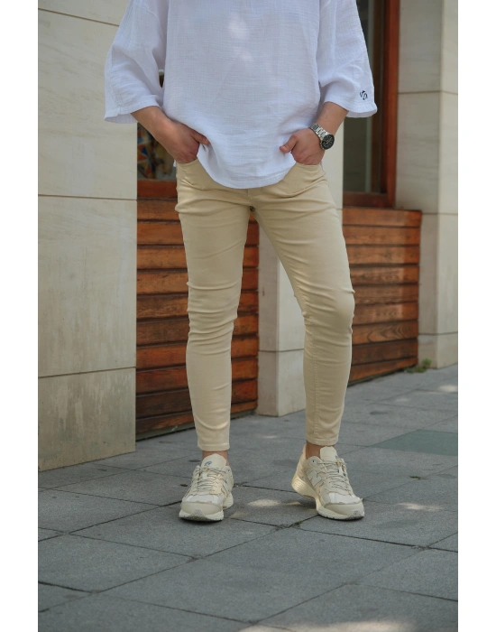 Skinny Bej Pantolon