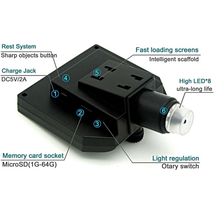 1-600X 3.6mp Dijital Mikroskop 4.3inch Hd Gostergeli