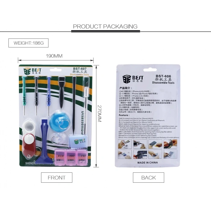 12 Parça Tamir Set Tornavida pane büyüteç vantuz neşter