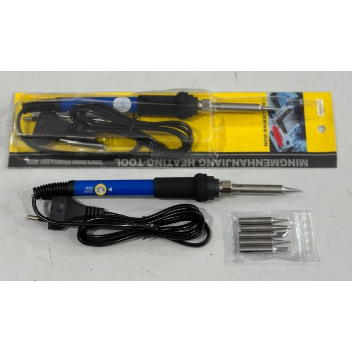 60W Ayarlanabilir Havya Seti – 5 Yedek Uçlu Profesyonel Lehimleme Kalemi