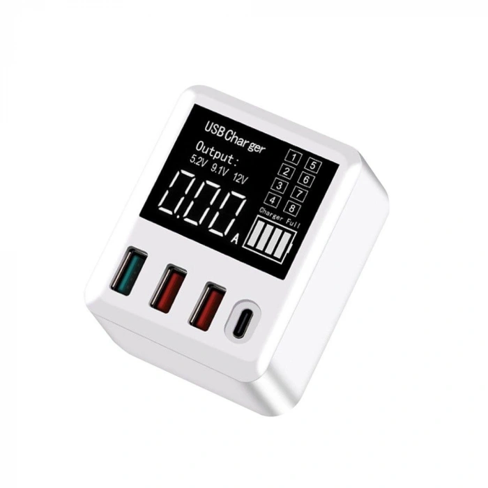 WLX-A9T Akıllı Çoklu Bağlantı Noktalı USB Hızlı Şarj Cihazı Taşınabilir Hızlı Şarj Çoklu Koruma Dijital Ekran QC 3.0 Cep Telefonları ve Dizüstü Bilgisayarlar için