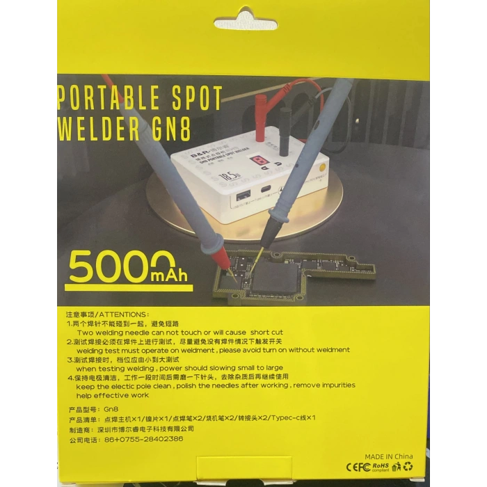 B&R BoEr GN8 Taşınabilir Punta Kaynak Makinesi 5000mAh Kısa devre tespit