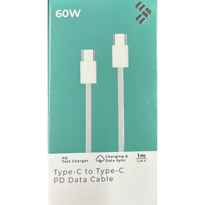 60w Çift Taraf-Type-C TURBO Hızlı Fast şarj Kablosu 1 metre Telefon Tablet