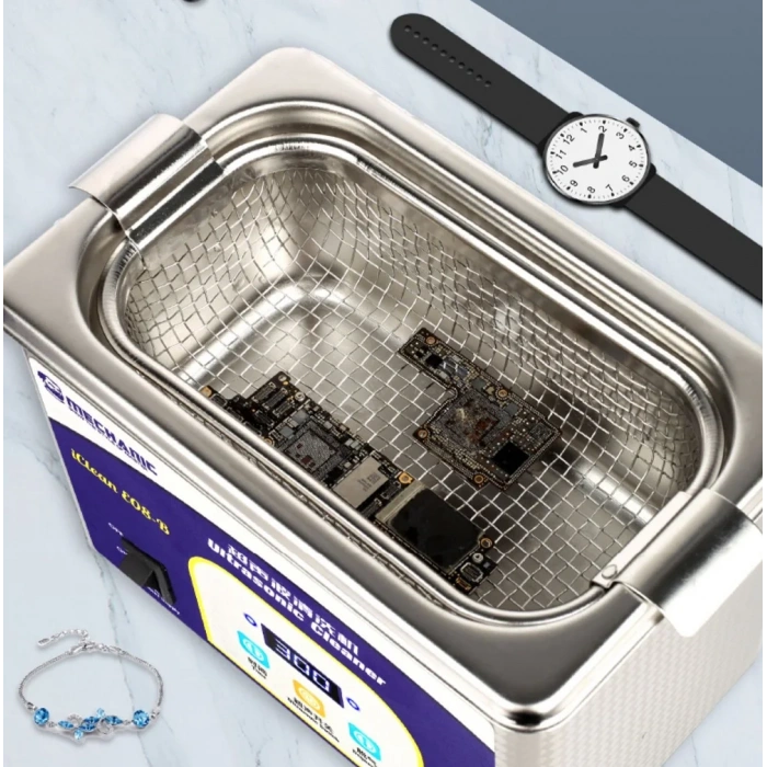 Mechanic iClean E-08B 0,8L Anakart gözlük takı mücevher altın gümüş titreşimli ultrasonik yıkama temizleyici