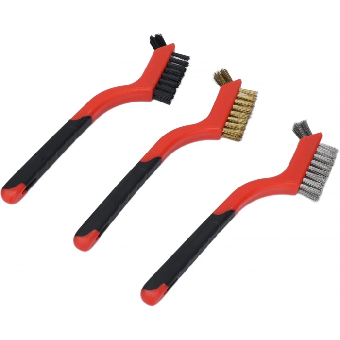 Pirinç Çelik Plastik 3 adet Fırça Detaylı Temizlik Fırçalama