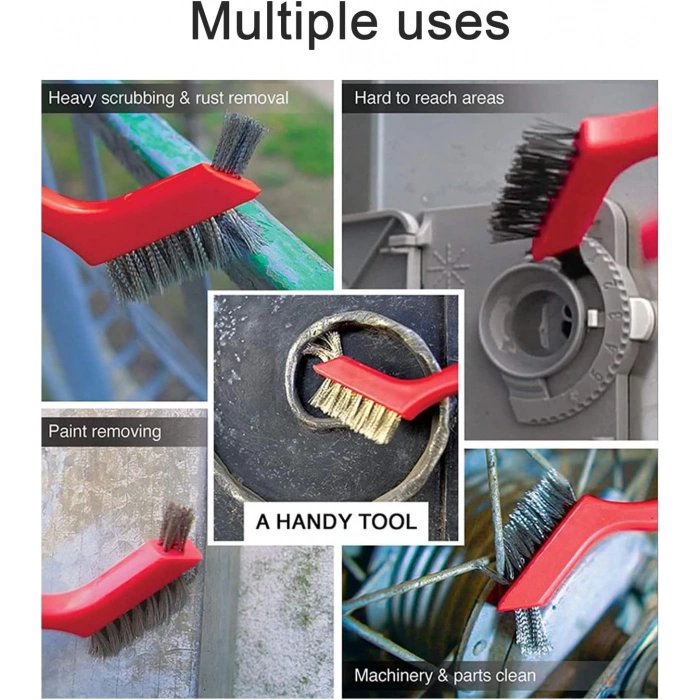 Pirinç Çelik Plastik 3 adet Fırça Detaylı Temizlik Fırçalama