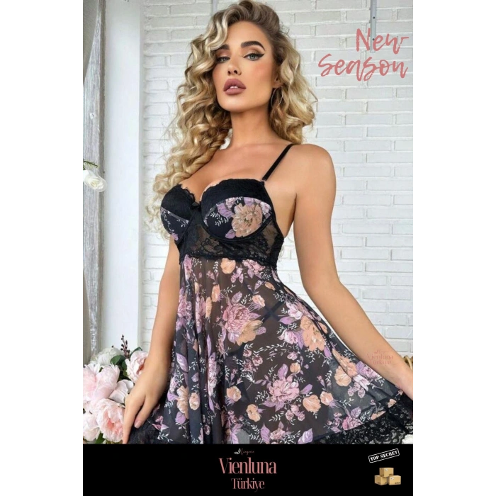 Özel Üretim Şık Kadın İç Giyim Zarif Kesim Erotik Fantezi Çekici Stil Esnek Lüks Mini Gecelik