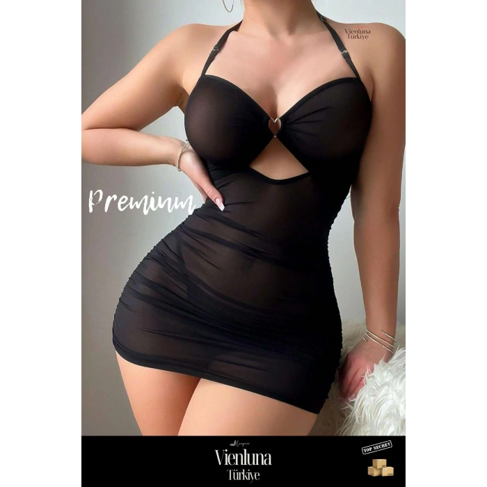 Premium Seri  Fantezi Şık Çekici Tasarım Özel Doku Seksi Stil Kadınsı İmaj Transpan Tül Gecelik