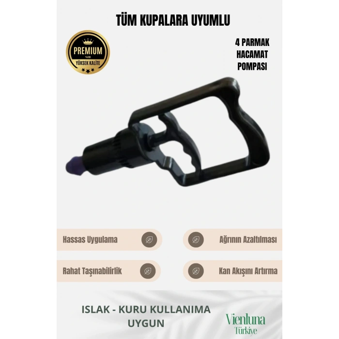 Özel Seri Her Kupaya Uygun 4 Parmak Islak Kuru Kullanıma Uyumlu Dayanıklı Hacamat Pompası